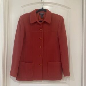 Lands End Womens Burnt Orange Lambswool Blend  Jacket Size 10